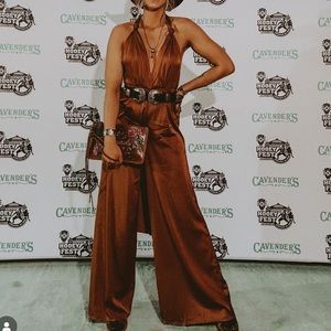 Women’s Satin Wrap Jumpsuit with open back